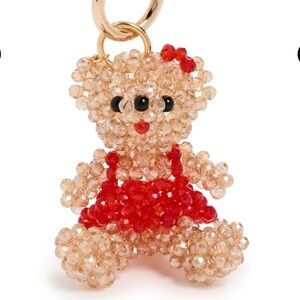 Natasha Couture Beaded Bear Keychain - Red and Gold